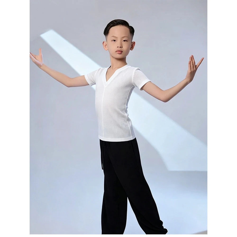 Latin Dance Clothes For Boys Short Sleeves White Tops Black Pants Chacha Ballroom Dance Practice Wear Performance Outfit BL19293
Latin Dance Clothes For Boys Short Sleeves White Tops Black Pants Chacha Ballroom Dance Practice Wear Performance Outfit BL19293