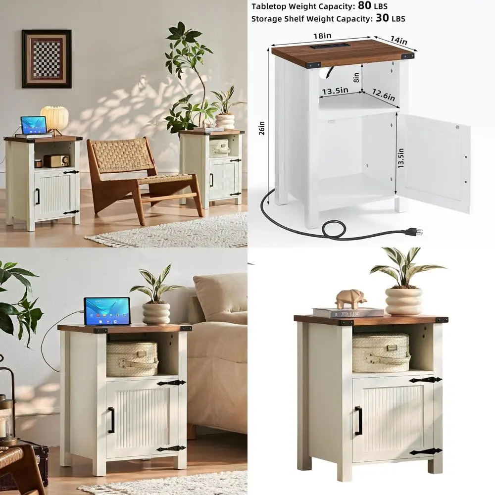 18 Antique White Nightstand with USB Port, Storage Shelf, and Magnetic Door
18 Antique White Nightstand with USB Port, Storage Shelf, and Magnetic Door