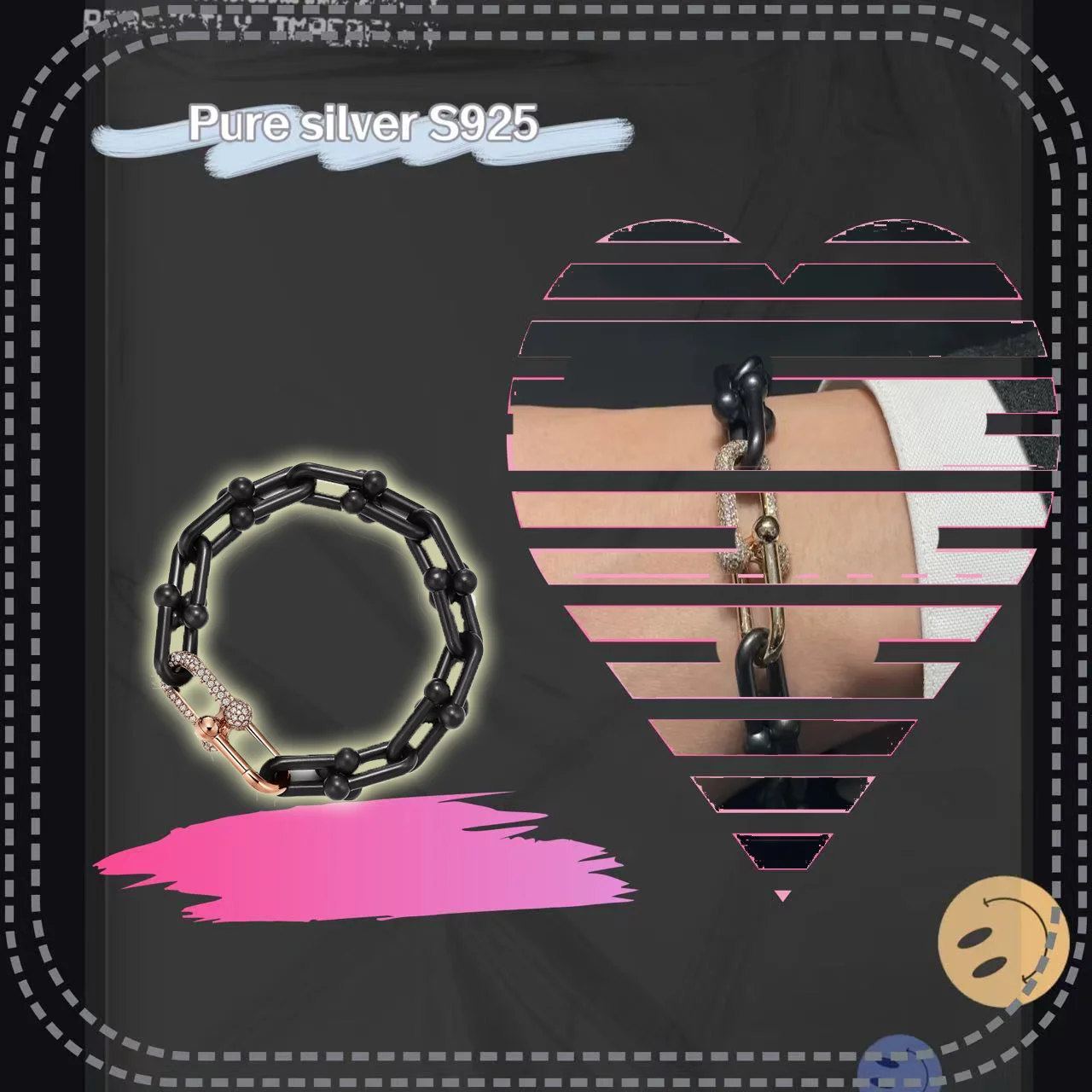 Solid silver S925 women's jewelry with black barbed design bracelet for special occasions wearing gift selection
Solid silver S925 women's jewelry with black barbed design bracelet for special occasions wearing gift selection
