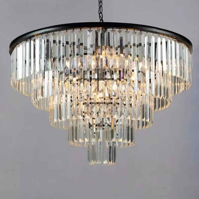 Modern Round Multi-Storey Crystal Gold Black LED Chandelier Lustre Hanging Pendant Lamp Suspension Interior Lighting Luminaire 
Modern Round Multi-Storey Crystal Gold Black LED Chandelier Lustre Hanging Pendant Lamp Suspension Interior Lighting Luminaire