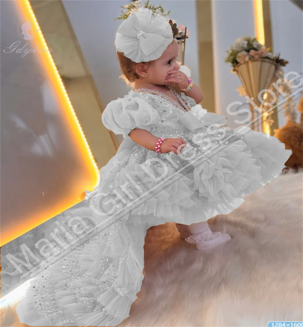 White Children's Birthdays Pageant Dress Glitter Bow Tulle Baby Girl Party First Sacrament Ball Gowns With Long Train
White Children's Birthdays Pageant Dress Glitter Bow Tulle Baby Girl Party First Sacrament Ball Gowns With Long Train