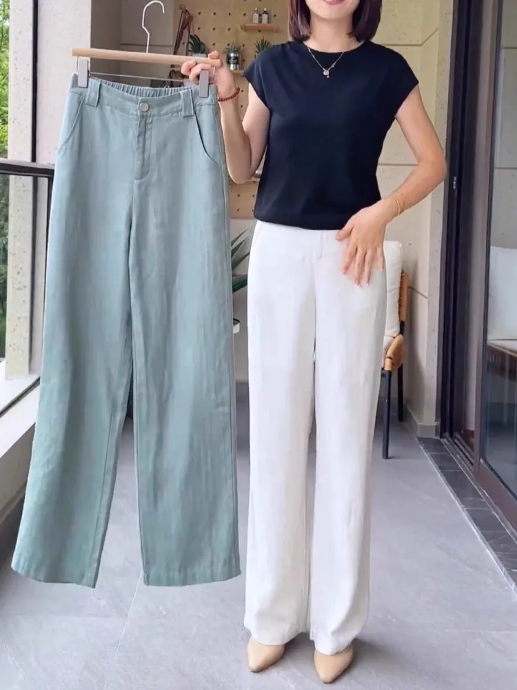Casual High Waist Wide Leg Pants Women's Loose Thin Style Summer Fashion Slimming Drapey Straight Cut Trousers
Casual High Waist Wide Leg Pants Women's Loose Thin Style Summer Fashion Slimming Drapey Straight Cut Trousers