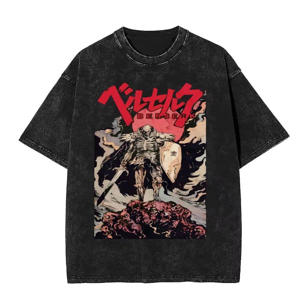 Retro Washed Anime Berserk Skull Knight Print T Shirt Men Women Casual Cotton Vintage T-shirts Cartoon Loose Short Sleeve Tshirt
Retro Washed Anime Berserk Skull Knight Print T Shirt Men Women Casual Cotton Vintage T-shirts Cartoon Loose Short Sleeve Tshirt