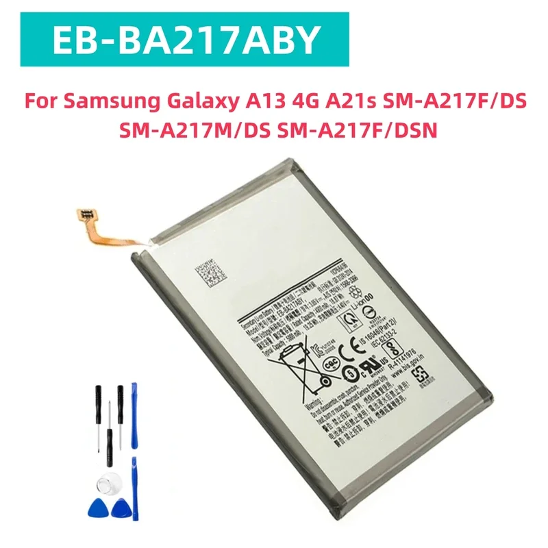 Сменный аккумулятор EB-BA217ABY 5000 мАч для Samsung Galaxy A13 4G A21s SM-A217F/DS SM-A217M/DS SM-A217F/DSN + инструменты
Сменный аккумулятор EB-BA217ABY 5000 мАч для Samsung Galaxy A13 4G A21s SM-A217F/DS SM-A217M/DS SM-A217F/DSN + инструменты