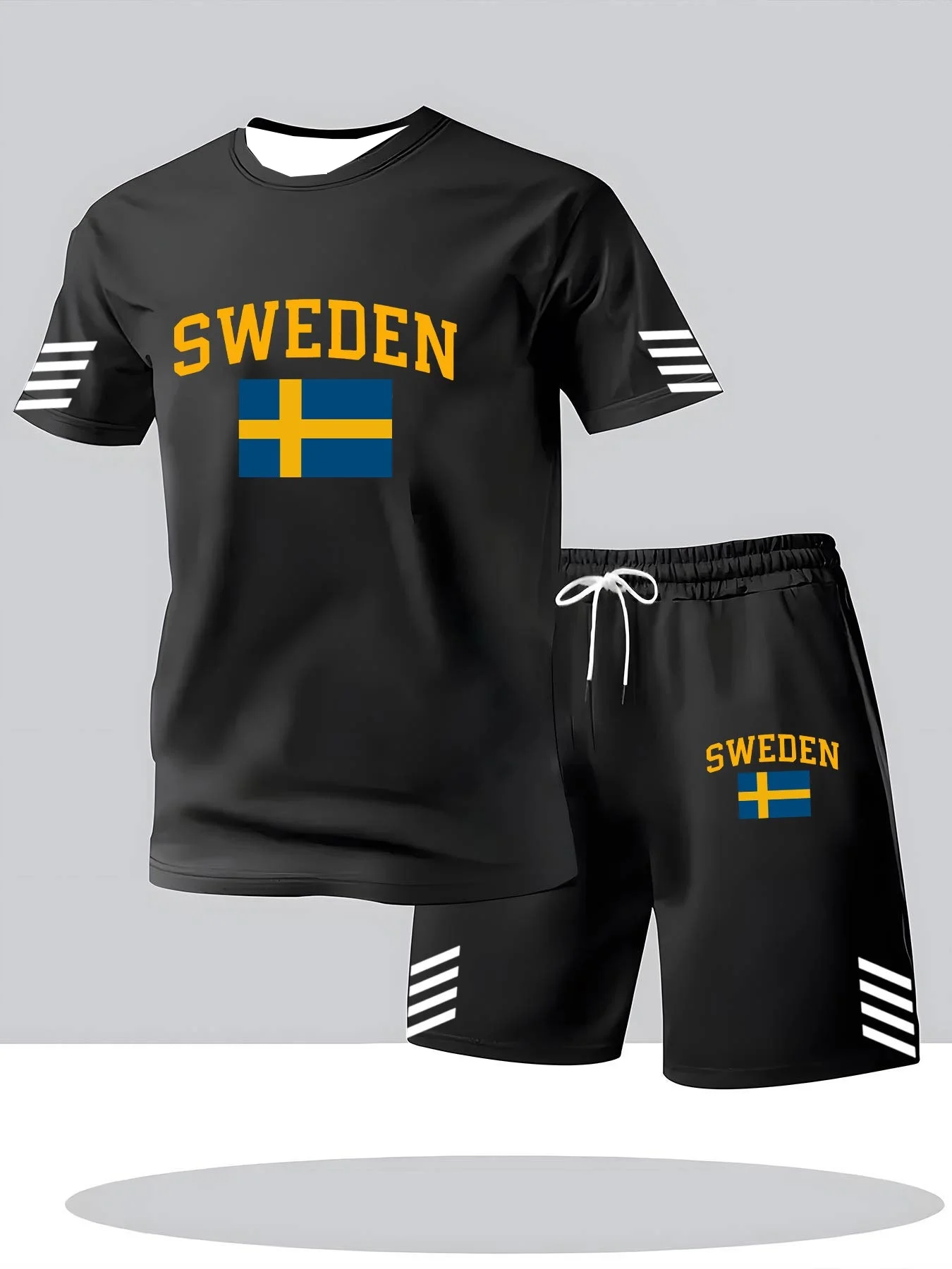 2026 Summer New Men's Black Sweden Flag Print Casual Shorts Y2K Oversized Casual Suit Suitable for Daily and Training Wear
2026 Summer New Men's Black Sweden Flag Print Casual Shorts Y2K Oversized Casual Suit Suitable for Daily and Training Wear