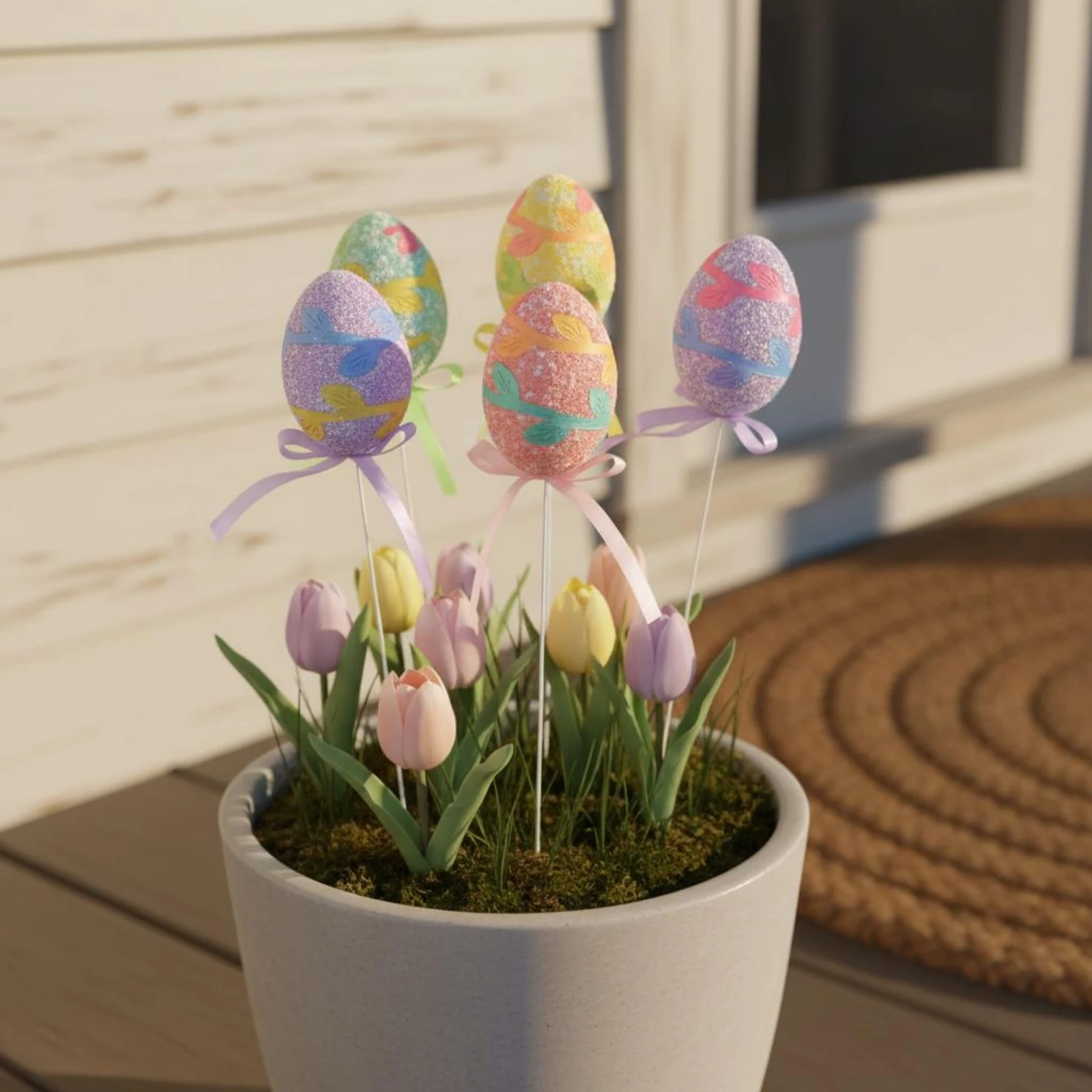 6 Pieces Easter Ovoid Picks Festive Design Easter Ovoid Pick Holiday Decoration Patterned Seasonal Atmosphere for Crafters
6 Pieces Easter Ovoid Picks Festive Design Easter Ovoid Pick Holiday Decoration Patterned Seasonal Atmosphere for Crafters
