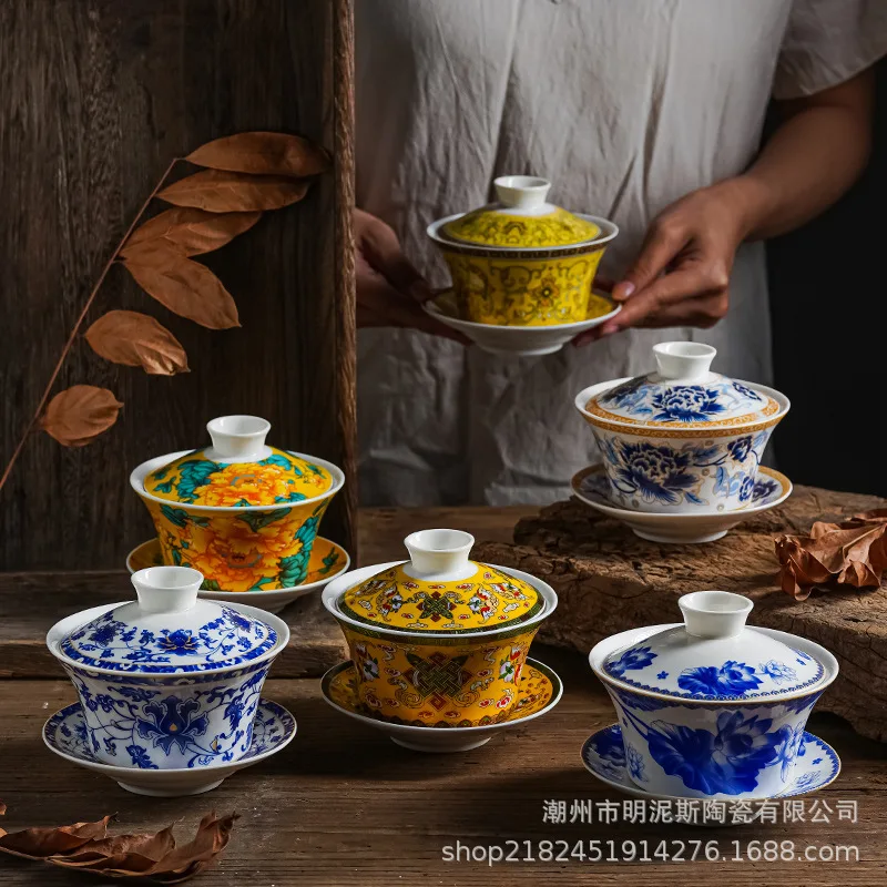 Чайная чаша gaiwan, тибетская чайная посуда, инфузор, цветная эмалированная сине-белая фарфоровая посуда в китайском стиле кунг-фу
Чайная чаша gaiwan, тибетская чайная посуда, инфузор, цветная эмалированная сине-белая фарфоровая посуда в китайском стиле кунг-фу