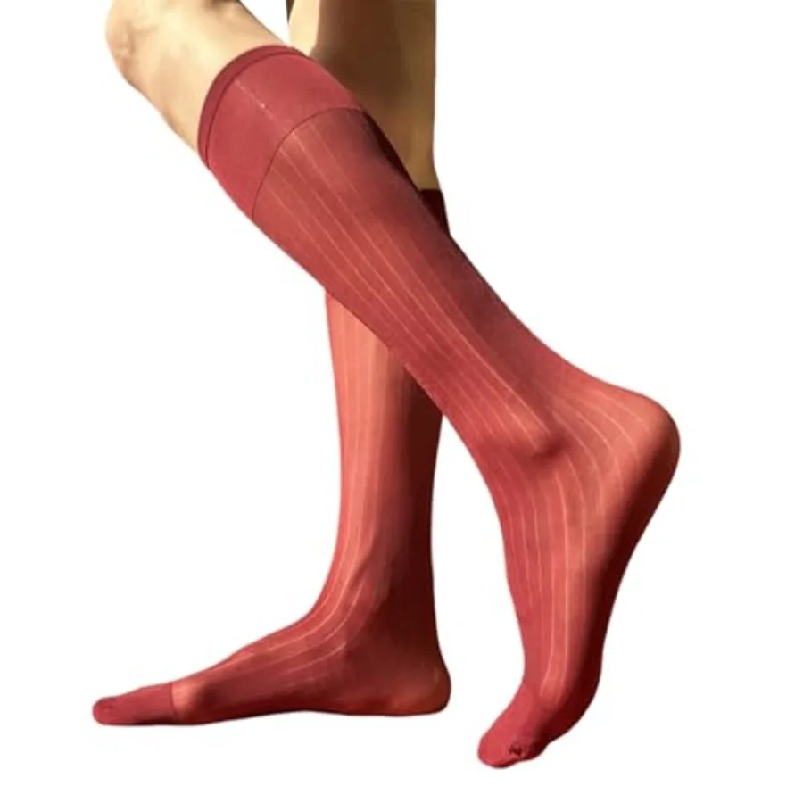 Mens Thin Dress Socks Silk Sheer Formal Business Socks Soft Over the Calf Suit Socks Wide Striped Long Stockings
Mens Thin Dress Socks Silk Sheer Formal Business Socks Soft Over the Calf Suit Socks Wide Striped Long Stockings