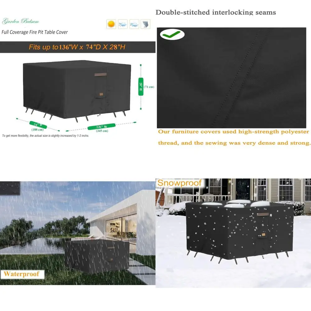 Прочный атмосферостойкий прямоугольный чехол для мебели для патио, устойчивый к выцветанию, 136x74x28, черный
Прочный атмосферостойкий прямоугольный чехол для мебели для патио, устойчивый к выцветанию, 136x74x28, черный