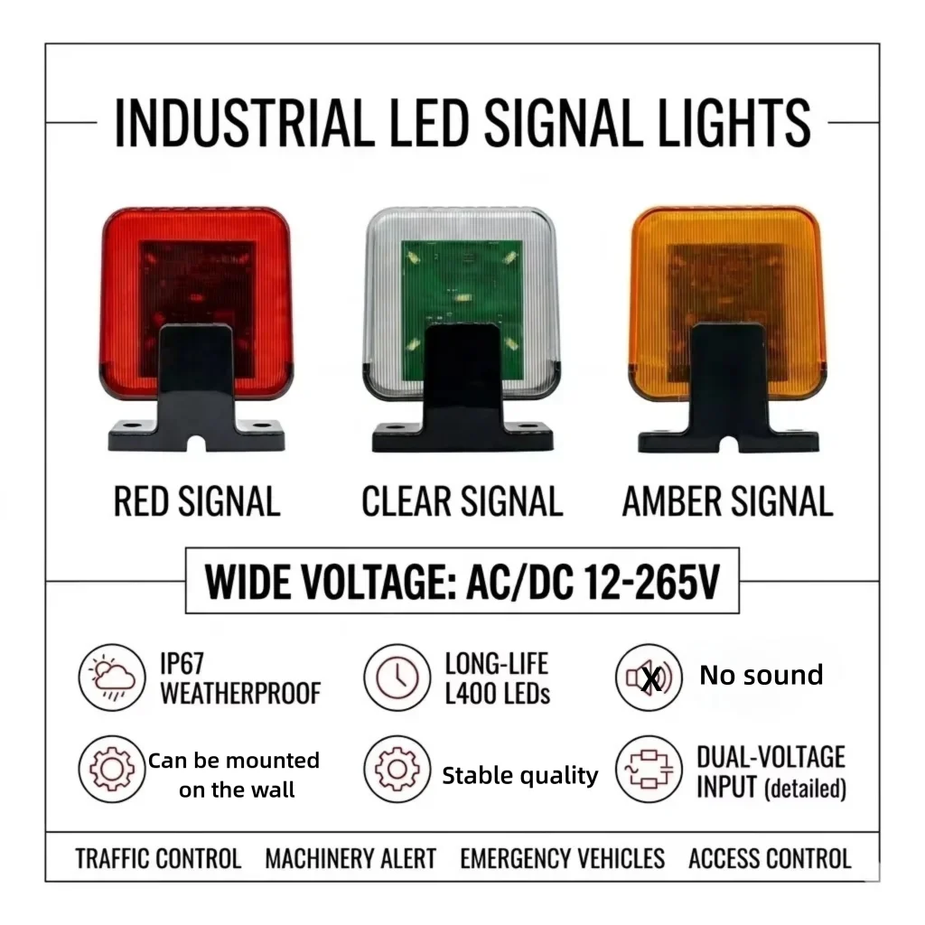 DC/AC 12V-265V Flashing Alarm Lamp Light Blinker Strobe Signal Light For Automatic Swing Siding Garage Gate Opener