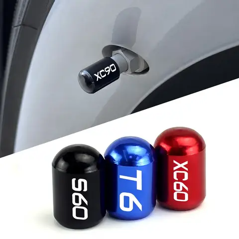 4PCS Car Wheel Tire Valve Caps Auto Accessories For Volvo XC90 XC60 C30 T6 S60 C70 XC40 V40 XC70 V70 V60 V50 S80 S40 AWD V90 S90