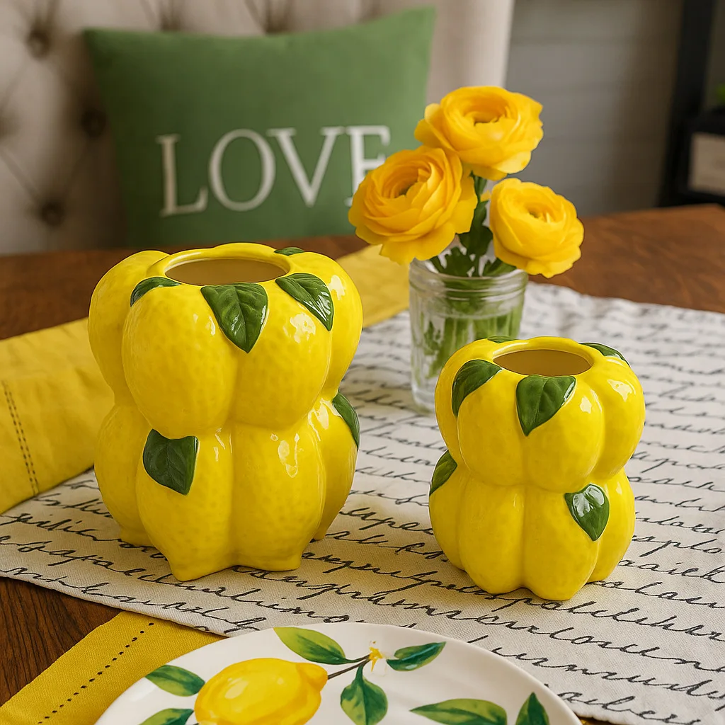 Double Layer Ceramic Vase-Hand Painted Lemon Design Modern Minimalist Color Glaze Tall Home Decor Flower Pot
Double Layer Ceramic Vase-Hand Painted Lemon Design Modern Minimalist Color Glaze Tall Home Decor Flower Pot