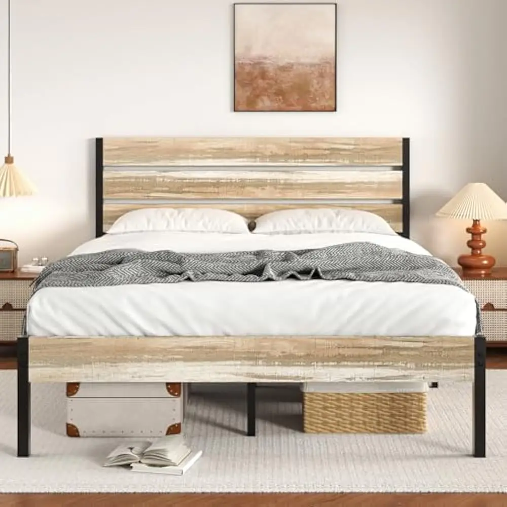 14 Inch Queen Size Bed Frame w/Wood Headboard and Foot board, Platform Mattress Foundation, No Box Spring Needed, Easy Assembly
14 Inch Queen Size Bed Frame w/Wood Headboard and Foot board, Platform Mattress Foundation, No Box Spring Needed, Easy Assembly