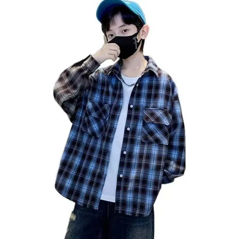 Korean Child Blue Plaid Shirt With Pocket for Boy Casual Blouse Kids Top New Spring Clothing Long Sleeve Baby Boy Clothes Outfit
Korean Child Blue Plaid Shirt With Pocket for Boy Casual Blouse Kids Top New Spring Clothing Long Sleeve Baby Boy Clothes Outfit