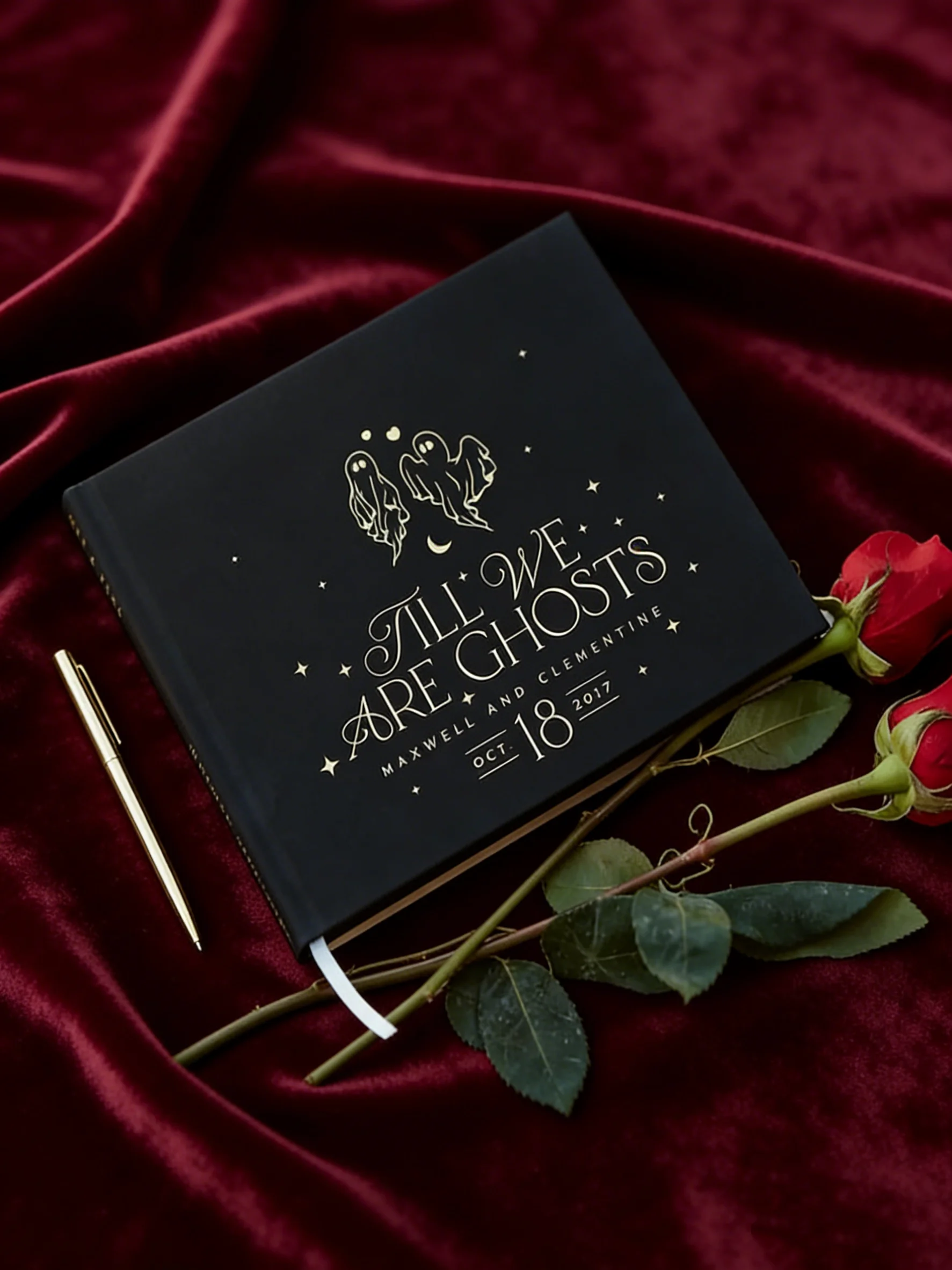 Personalized Till Death Till We Are Ghosts Gothic Wedding Guest Book Custom Hardcover Black and Gold Photo Album
Personalized Till Death Till We Are Ghosts Gothic Wedding Guest Book Custom Hardcover Black and Gold Photo Album