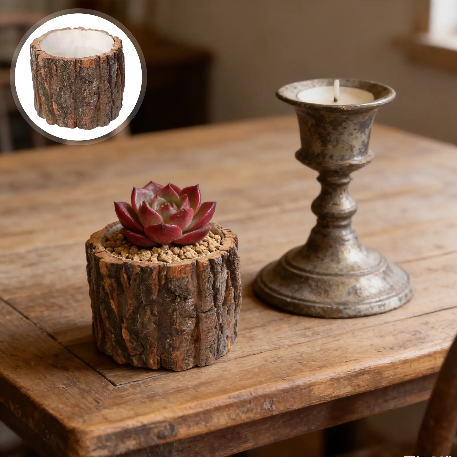 Wooden Stump Flowerpot Creative Mini Planter Rustic Design Decorative Pot for Home Garden Office Table Decoration
Wooden Stump Flowerpot Creative Mini Planter Rustic Design Decorative Pot for Home Garden Office Table Decoration