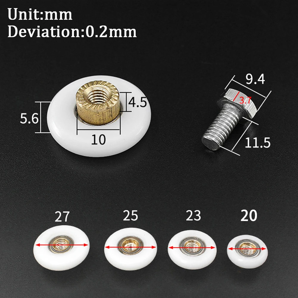 4Pcs Door Roller Replacement Shower Runner Wheels 20/23/25/27mm Wheel Diameter 6mm Hole For Shower Door Rollers Steam Cabins
4Pcs Door Roller Replacement Shower Runner Wheels 20/23/25/27mm Wheel Diameter 6mm Hole For Shower Door Rollers Steam Cabins