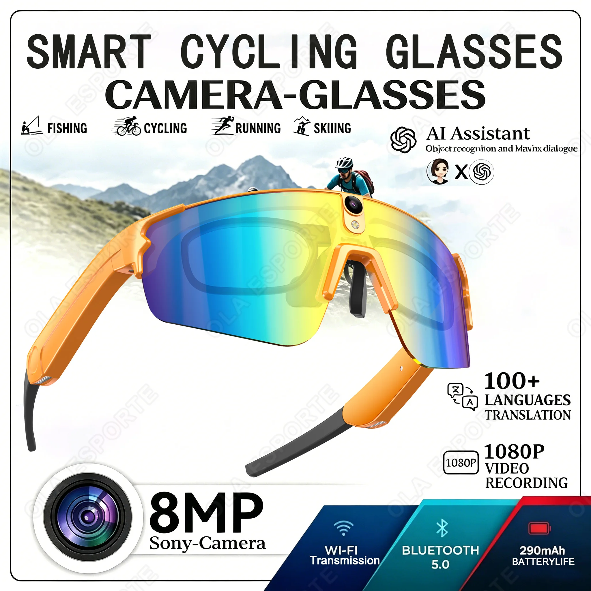 2026 New 8MP Camera Cycling Smart Glasses HD1200P Video Record Dual Chip AI Translator BT Call WiFi Sports Eyewear for Men Women
2026 New 8MP Camera Cycling Smart Glasses HD1200P Video Record Dual Chip AI Translator BT Call WiFi Sports Eyewear for Men Women