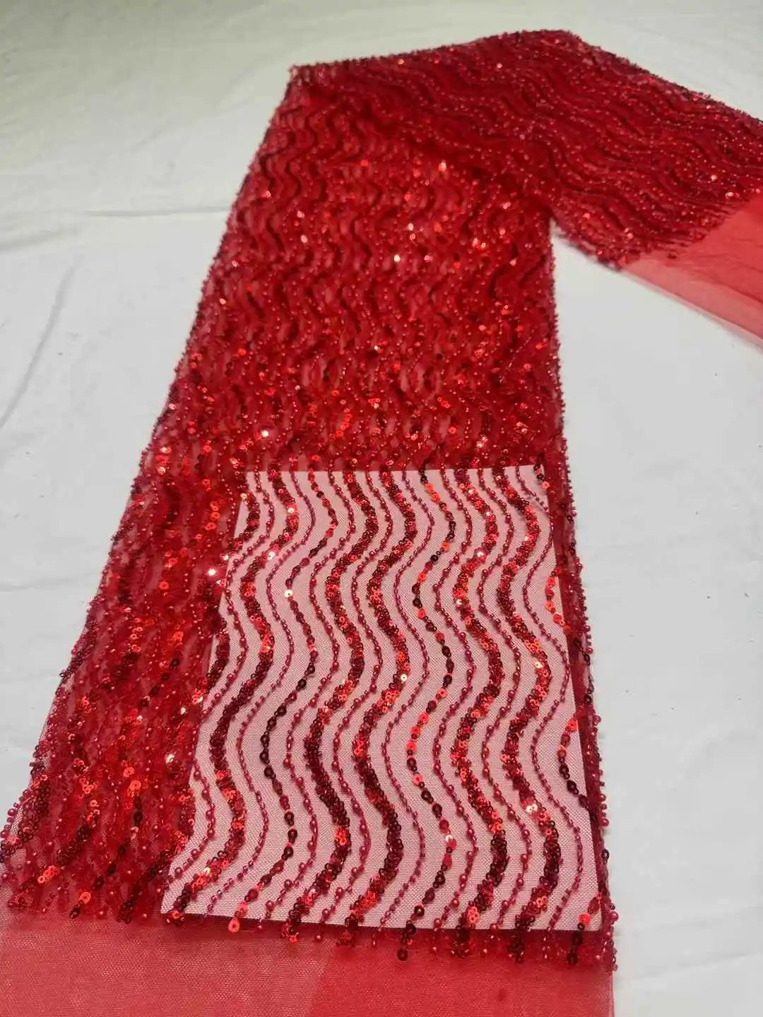 Luxury Red African Heavy Beaded 2025 High Quality Lace Nigerian Sequins Lace French Tulle Groom Lace Fabrics For Party Dress Sew
Luxury Red African Heavy Beaded 2025 High Quality Lace Nigerian Sequins Lace French Tulle Groom Lace Fabrics For Party Dress Sew
