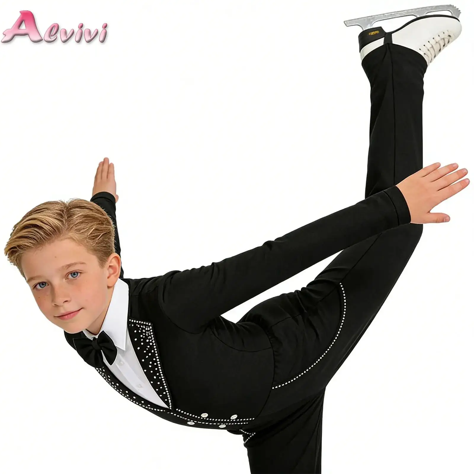 Teen Boys Halloween Magician Cosplay Costume Long Sleeve Bow Tie Shiny Rhinestone Jumpsuit for Figure Skating Dance Performance
Teen Boys Halloween Magician Cosplay Costume Long Sleeve Bow Tie Shiny Rhinestone Jumpsuit for Figure Skating Dance Performance