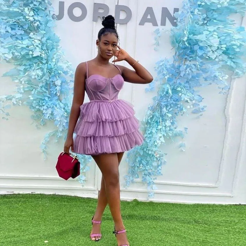 Light Purple Sexy Elegant Short Party Dress Spaghetti Strap Tulle Tiered Pleated Women Cocktail Prom Custom Dress Free Shipping
Light Purple Sexy Elegant Short Party Dress Spaghetti Strap Tulle Tiered Pleated Women Cocktail Prom Custom Dress Free Shipping