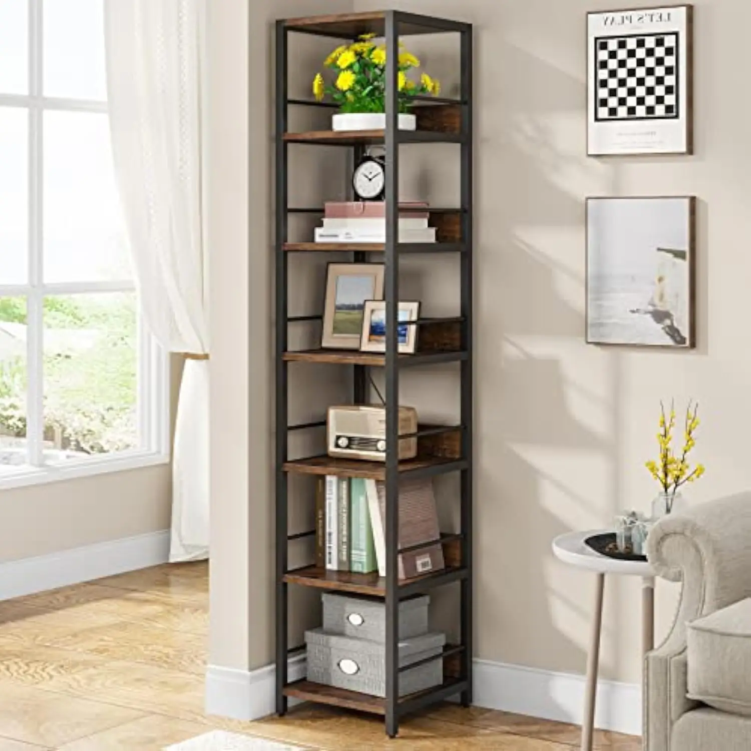 6-Tier Corner Shelf, 75 Inch Tall Narrow Bookshelf Storage Rack, Etagere Shelf Display Stand for Small Spaces, Rustic Open B
6-Tier Corner Shelf, 75 Inch Tall Narrow Bookshelf Storage Rack, Etagere Shelf Display Stand for Small Spaces, Rustic Open B