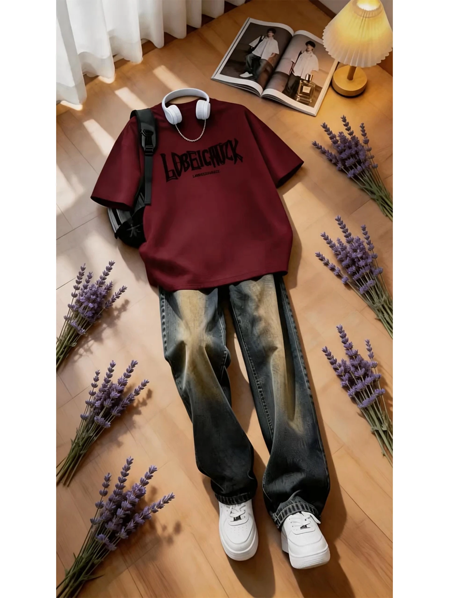 Red American Pure Cotton Short Sleeve Men's Set Summer High Street Wide Leg Jeans Matching Whole Set Casual Sportswear
Red American Pure Cotton Short Sleeve Men's Set Summer High Street Wide Leg Jeans Matching Whole Set Casual Sportswear