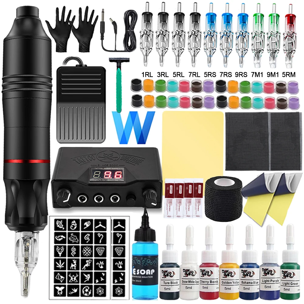 Tattoo Kit Rotary Tattoo Machine Pen with Power Supply Cartridge Needles Set For Tattoo Beginners Artists Kit Supply
Tattoo Kit Rotary Tattoo Machine Pen with Power Supply Cartridge Needles Set For Tattoo Beginners Artists Kit Supply