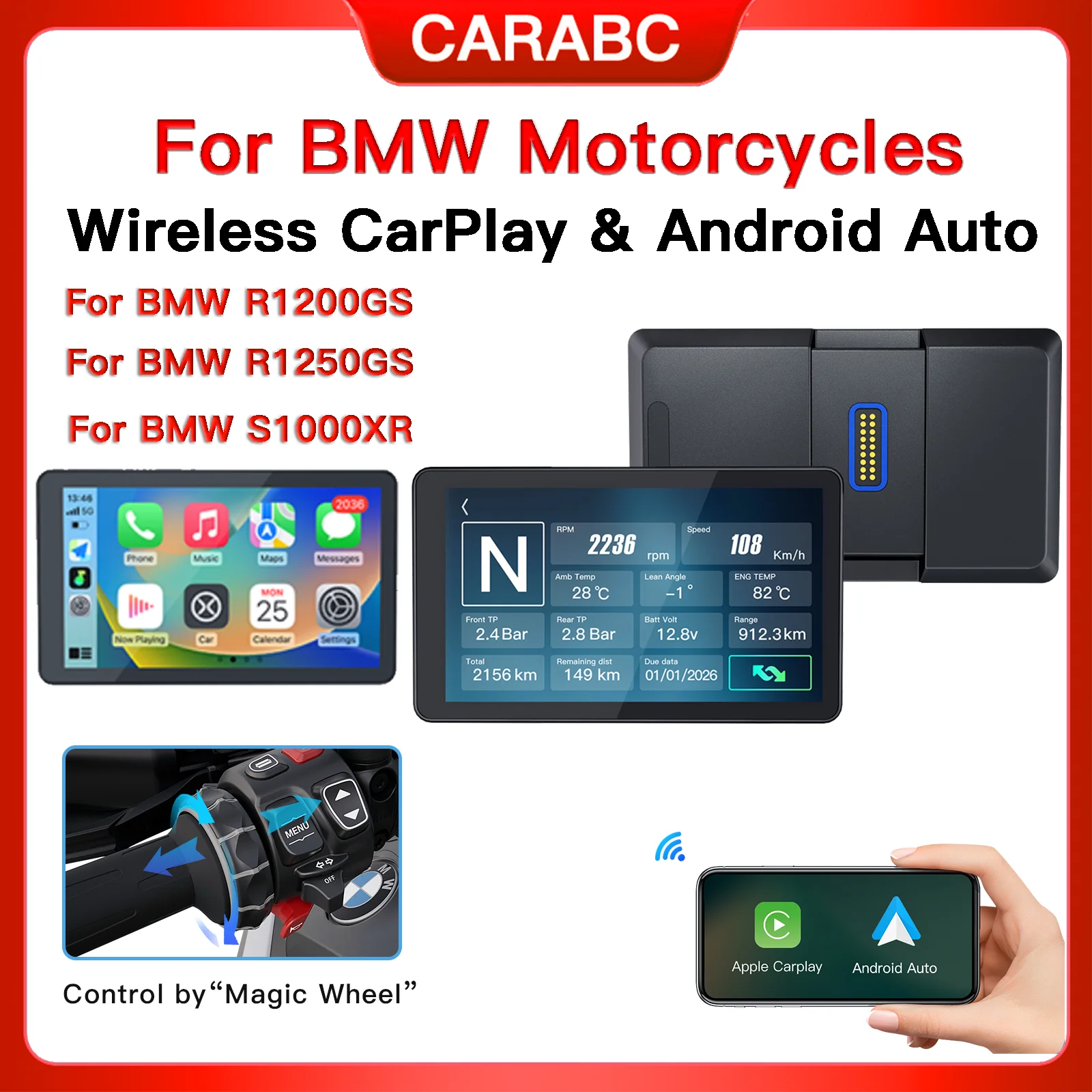 6-дюймовый экран для мотоциклов BMW R1200GS R1250GS R1300GS ADV S1000XR F850 с беспроводным CarPlay и Android Auto, навигация на приборной панели
6-дюймовый экран для мотоциклов BMW R1200GS R1250GS R1300GS ADV S1000XR F850 с беспроводным CarPlay и Android Auto, навигация на приборной панели