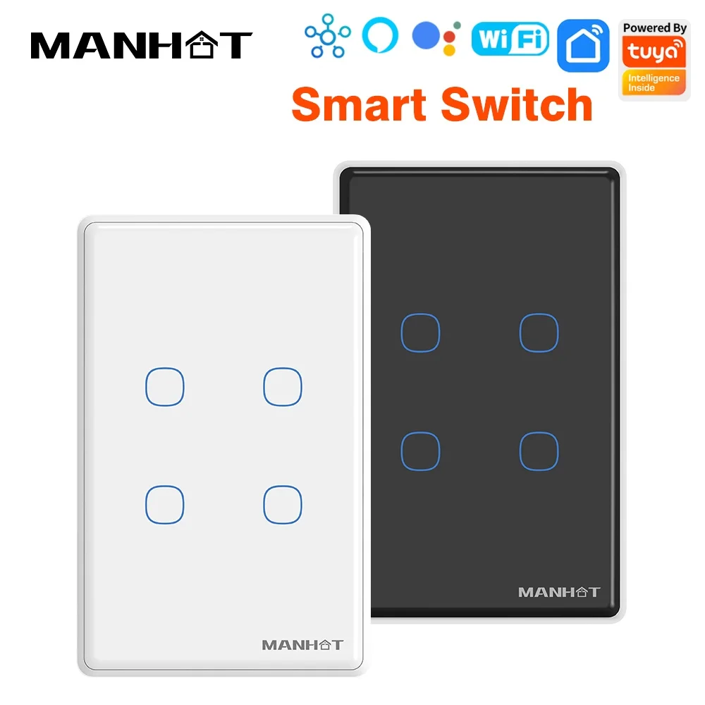 Умный настенный сенсорный выключатель Manhot Tuya WiFi (версия для США) с поддержкой нейтрального провода/без него, совместимый с Alexa и Google Home
Умный настенный сенсорный выключатель Manhot Tuya WiFi (версия для США) с поддержкой нейтрального провода/без него, совместимый с Alexa и Google Home