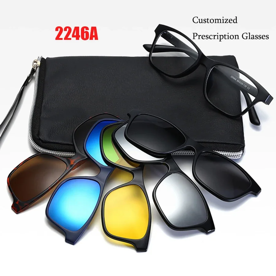 6 In 1 Customize Prescription Glasses Men Women Anti-Blue Light Myopia Hyperopia With 5 PCS Clip On Polarized Sunglasses
6 In 1 Customize Prescription Glasses Men Women Anti-Blue Light Myopia Hyperopia With 5 PCS Clip On Polarized Sunglasses