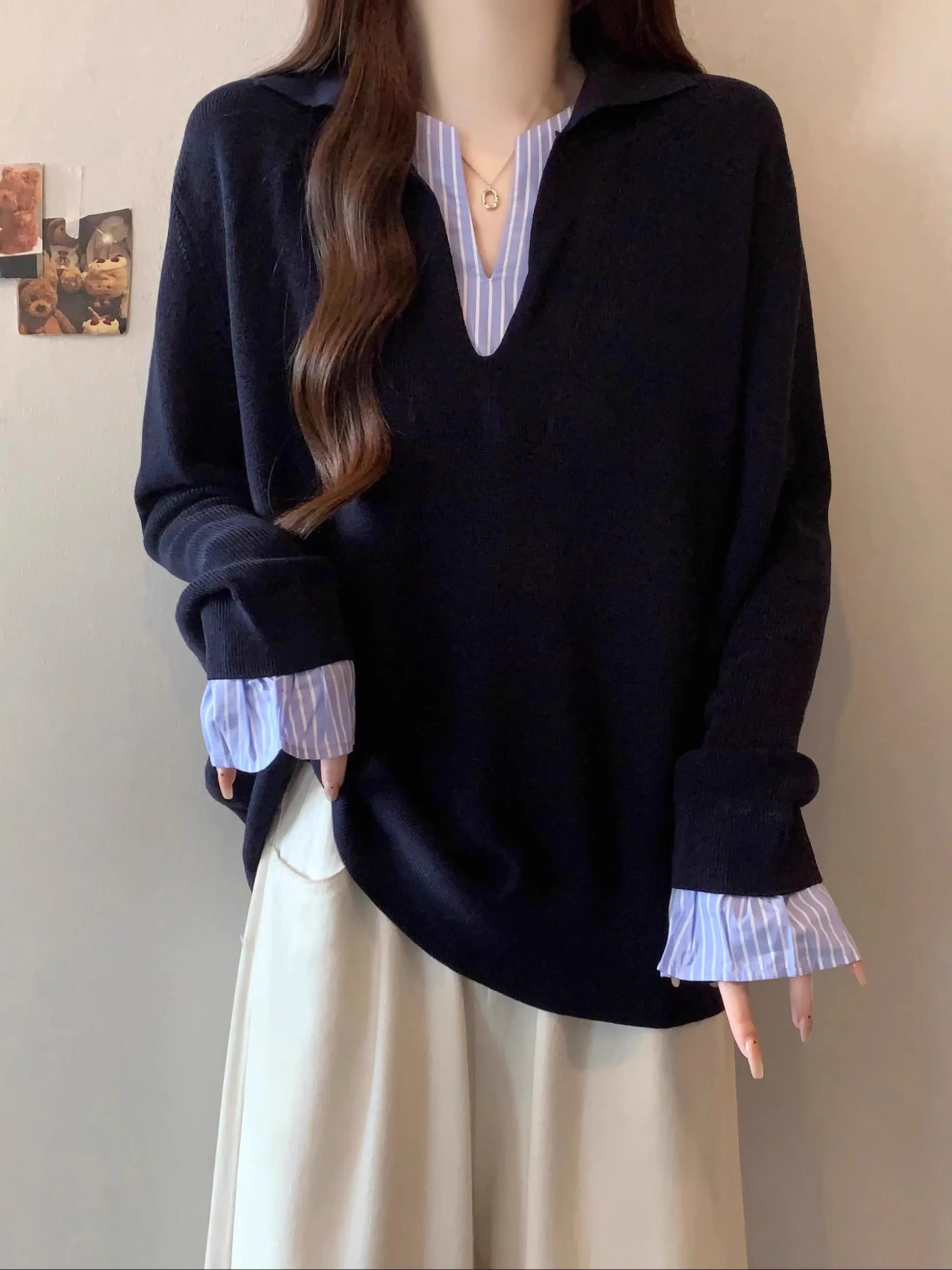 Korean Sle Color Blo V Ne Knitted Top Women's Autumn Faion Long Sve Loose Fit Color Casual Commute Wear
Korean Sle Color Blo V Ne Knitted Top Women's Autumn Faion Long Sve Loose Fit Color Casual Commute Wear