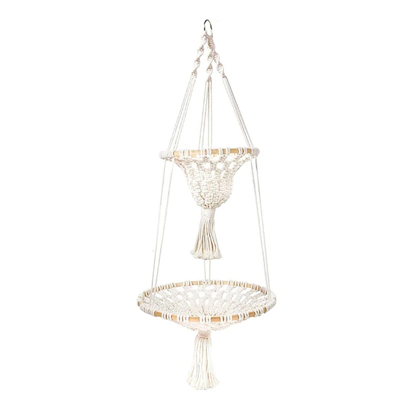 2 Tier Macrame Hanging Basket Boho Home Decor Flower Plant Holder Hanging Fruit Basket For Kitchen Indoor Decor
2 Tier Macrame Hanging Basket Boho Home Decor Flower Plant Holder Hanging Fruit Basket For Kitchen Indoor Decor