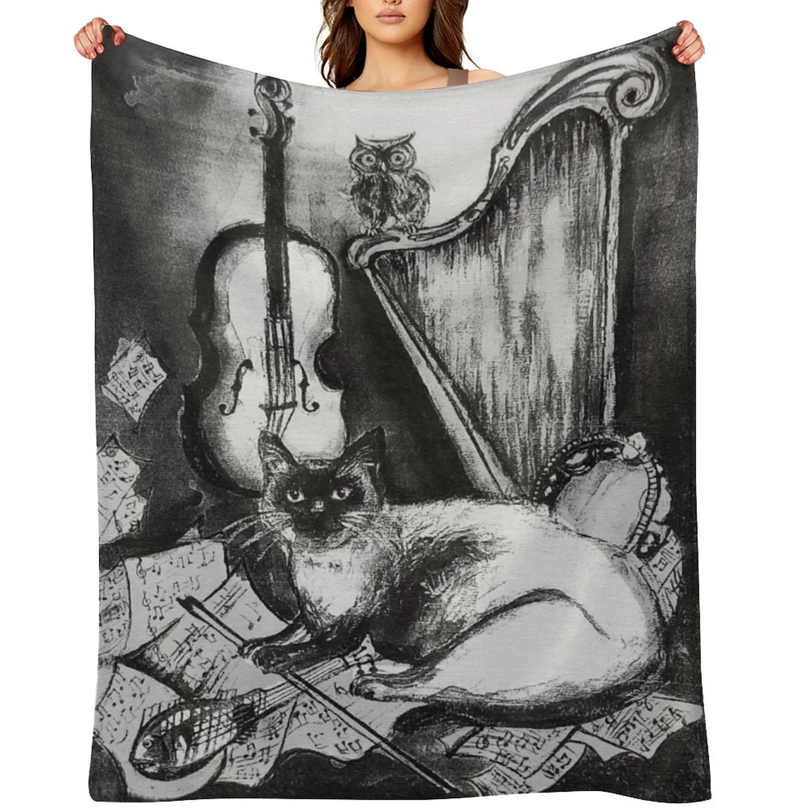 MUSICAL CAT AND OWL WITH MUSIC INSTRUMENTS Black and White Throw Blanket For Baby decorative Blankets For Bed Tourist Blankets
MUSICAL CAT AND OWL WITH MUSIC INSTRUMENTS Black and White Throw Blanket For Baby decorative Blankets For Bed Tourist Blankets
