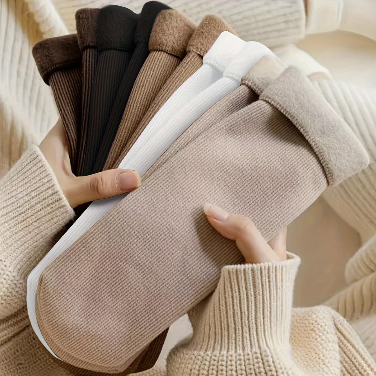 5 пар женских толстых теплых носков — мягкие однотонные носки до середины икры, уютная универсальная осенне-зимняя повседневная одежда 
5 пар женских толстых теплых носков — мягкие однотонные носки до середины икры, уютная универсальная осенне-зимняя повседневная одежда