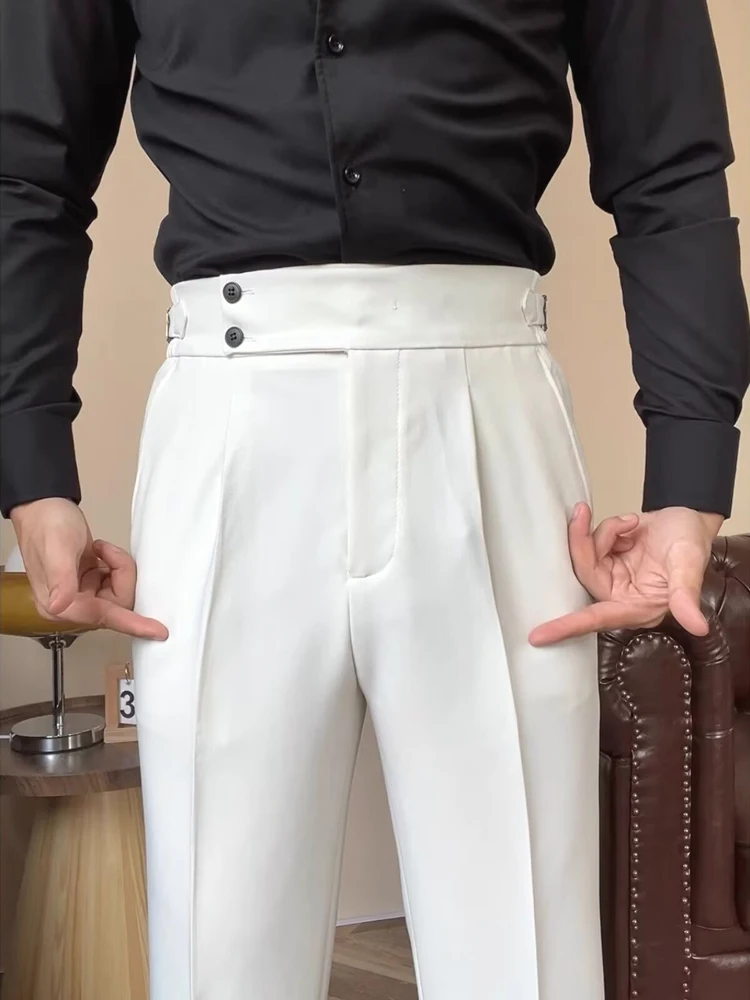 American Sle High Waist Paris Bule Men's Loose Straight Leg Workwear Long Pants Naples k Button Suit Pants Trendy
American Sle High Waist Paris Bule Men's Loose Straight Leg Workwear Long Pants Naples k Button Suit Pants Trendy