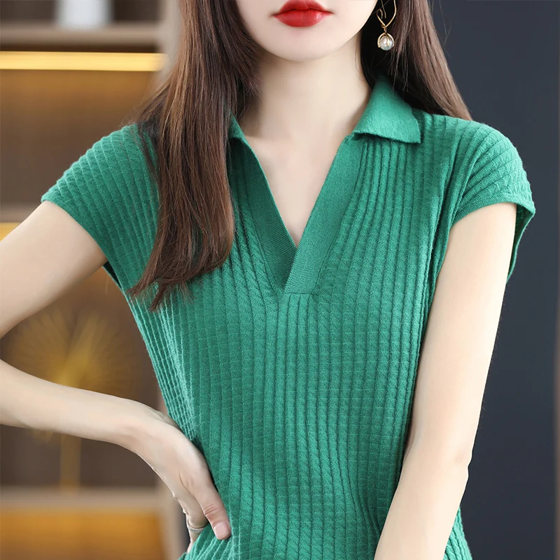 Spring Summer Women Worsted Wool T-shirt Black POLO Neck Short Sleeve Female Tee Slim White T-Shirt Casual Solid Lady Tshirt Top
Spring Summer Women Worsted Wool T-shirt Black POLO Neck Short Sleeve Female Tee Slim White T-Shirt Casual Solid Lady Tshirt Top