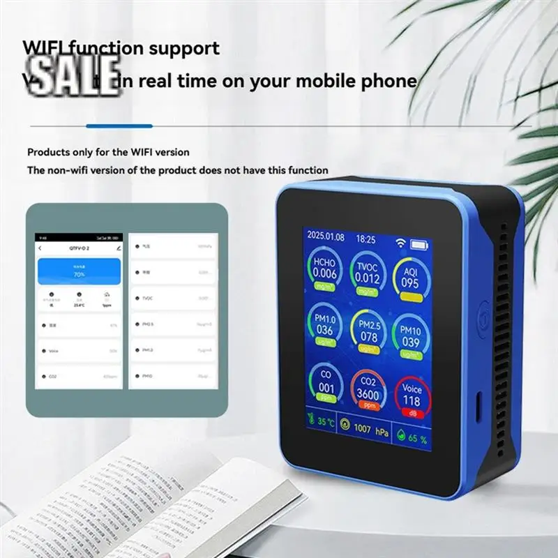Indoor Air Quality Monitor,Portable Smart Air Quality Tester For HCHO/TVOC/PM2.5/PM10/CO/CO2 For Home Cars Plants-A68E
Indoor Air Quality Monitor,Portable Smart Air Quality Tester For HCHO/TVOC/PM2.5/PM10/CO/CO2 For Home Cars Plants-A68E