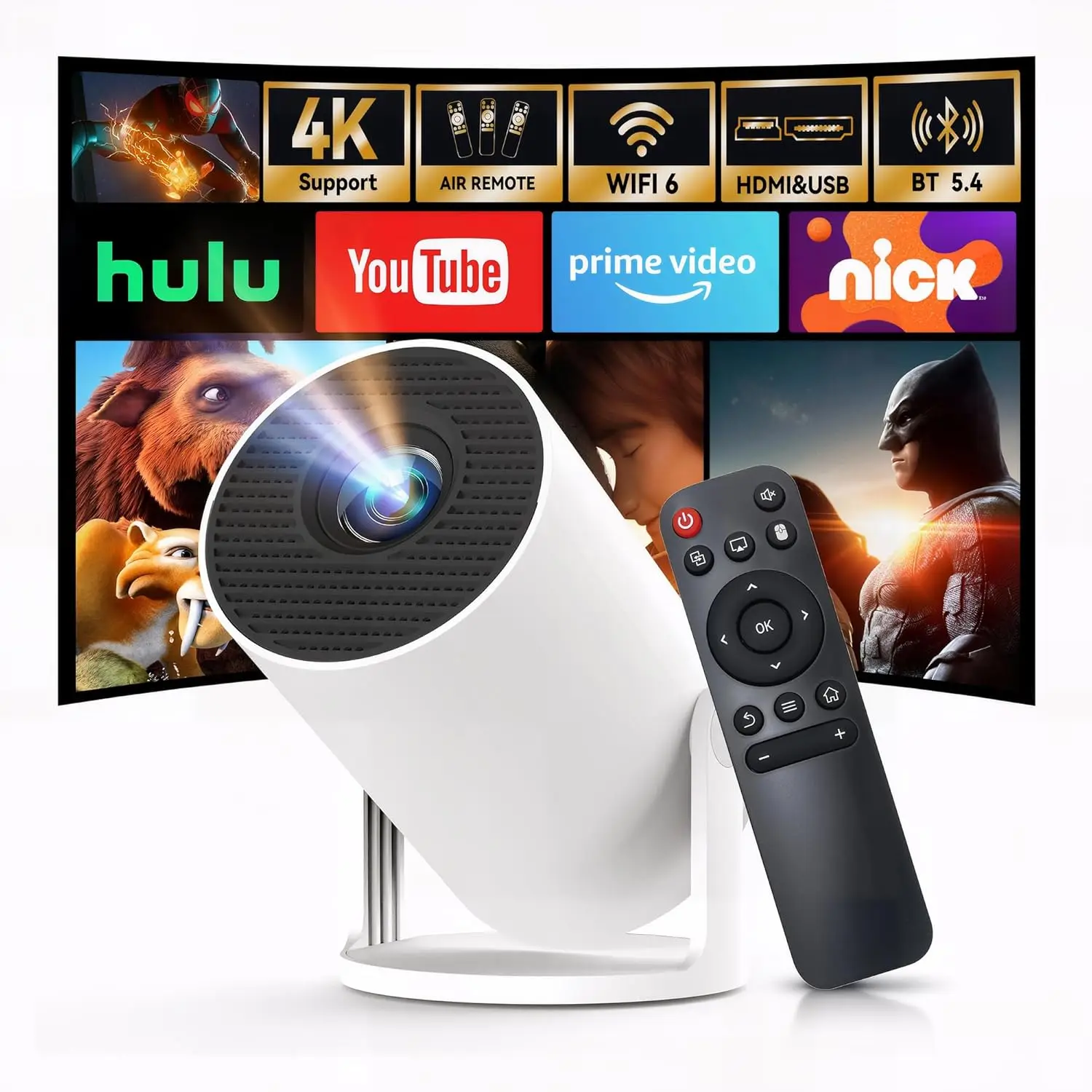 Mini Projector with Wi-Fi 6 & Bluetooth 5.4, 1080P 4K Support Full HD, Auto Keystone 360° Portable Home Cinema Smart Projector
Mini Projector with Wi-Fi 6 & Bluetooth 5.4, 1080P 4K Support Full HD, Auto Keystone 360° Portable Home Cinema Smart Projector