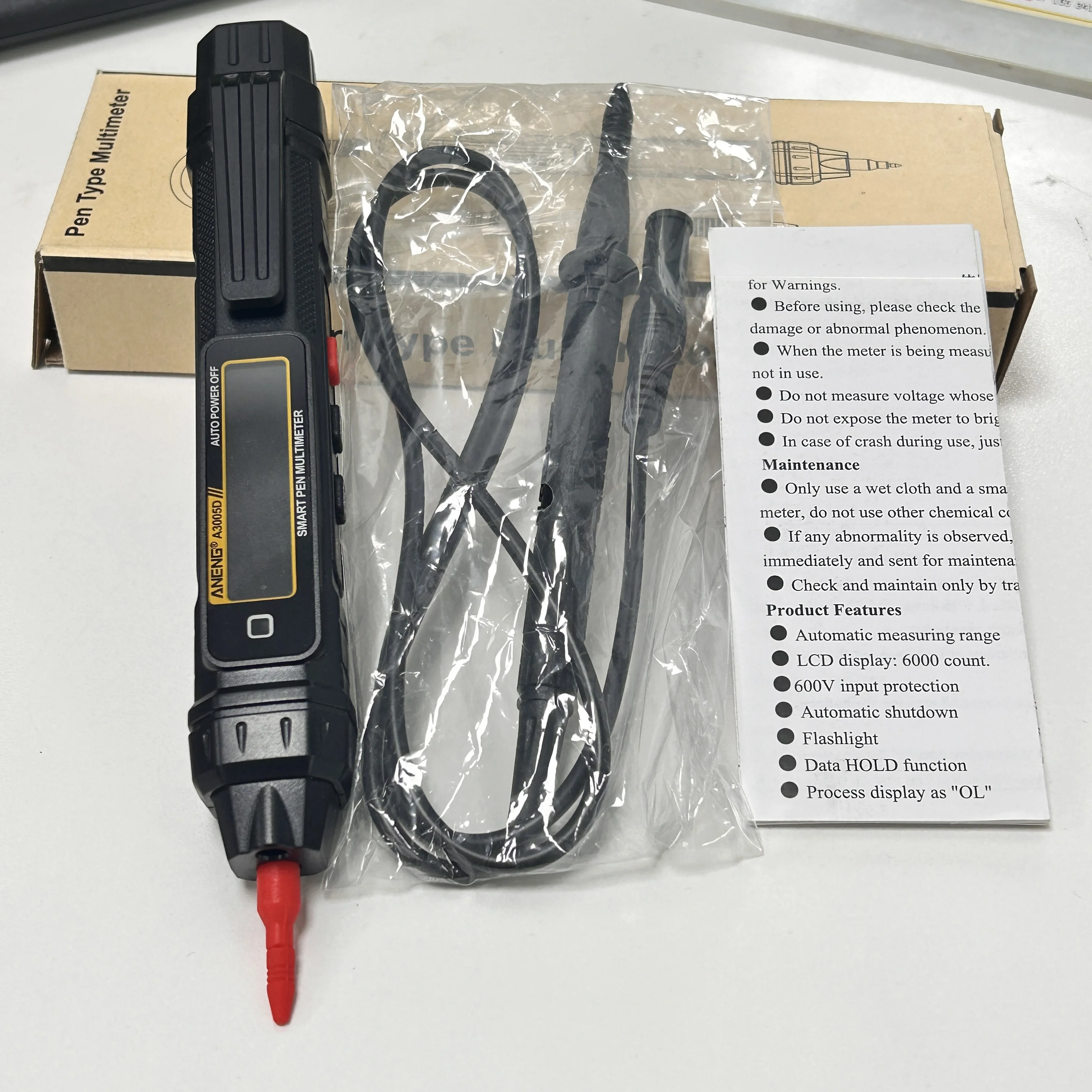 ANENG A3005 Digital Pen Type Multimeter 4000 Counts Professional Meter Non-Contact Auto AC/DC Voltage Ohm Diode Tester For Tools
ANENG A3005 Digital Pen Type Multimeter 4000 Counts Professional Meter Non-Contact Auto AC/DC Voltage Ohm Diode Tester For Tools