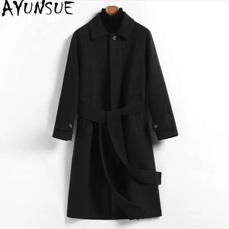 AYUNSUE 100% Wool Trench Coats for Men Winter High Quality Double-sided Woolen Jacket with Belt Fashion Loose Long Wool Coat
AYUNSUE 100% Wool Trench Coats for Men Winter High Quality Double-sided Woolen Jacket with Belt Fashion Loose Long Wool Coat