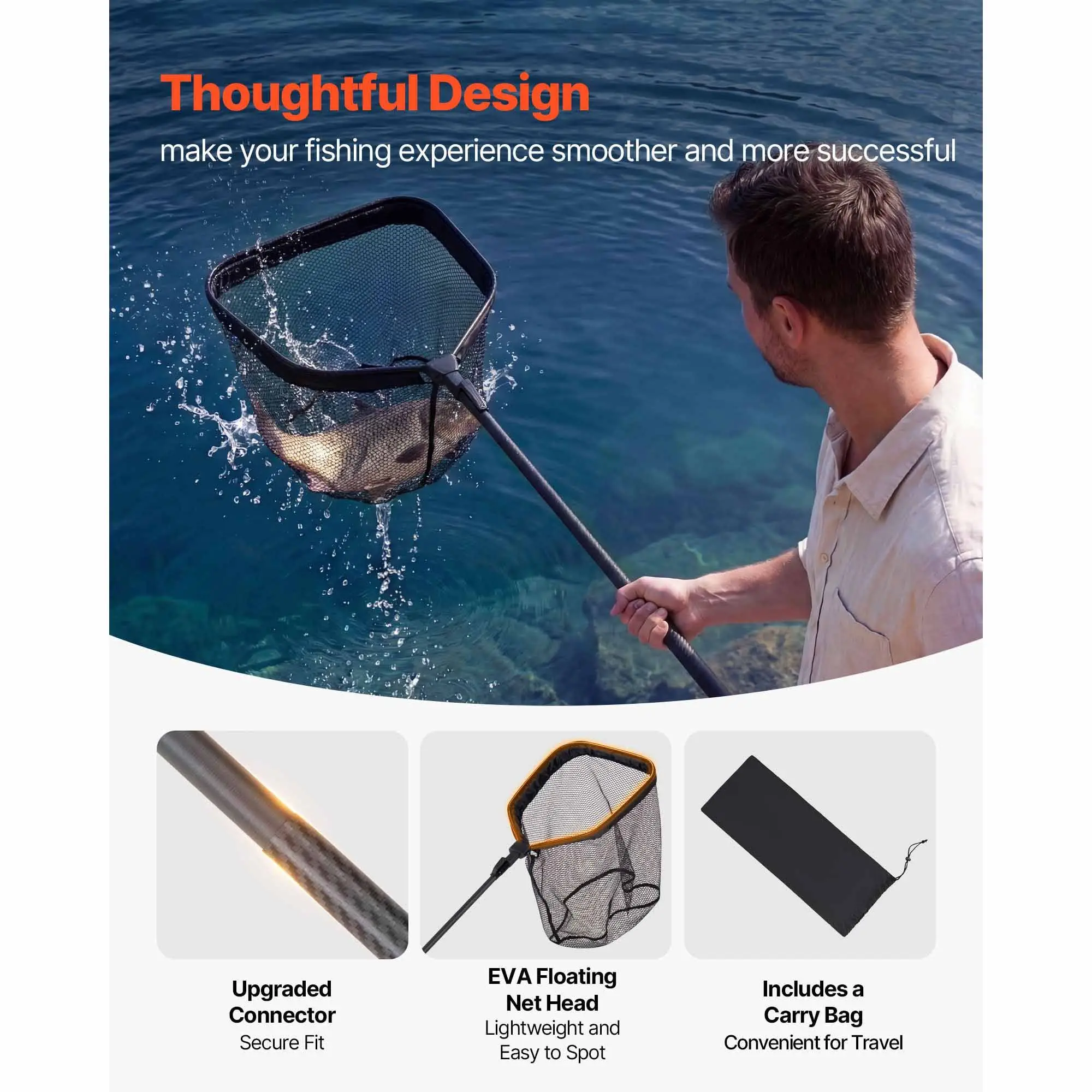 Fishing Net, Foldable Landing Nets with Telescopic Handle, Portable Lightweight Carbon Fiber Long Fish Gear, Nylon Covered PVC, Durable and Fish-friendly, for Kayak Boat Bank Pond, Gifts for Men
Fishing Net, Foldable Landing Nets with Telescopic Handle, Portable Lightweight Carbon Fiber Long Fish Gear, Nylon Covered PVC, Durable and Fish-friendly, for Kayak Boat Bank Pond, Gifts for Men
