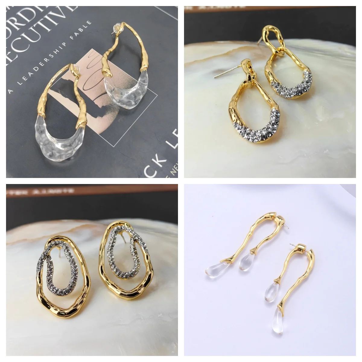 French Designer 18K Gold Filled U Shape Natural White Crystal Drop Dangle Earring Two-tones Geometric Ear Hoop Statement Jewelry
French Designer 18K Gold Filled U Shape Natural White Crystal Drop Dangle Earring Two-tones Geometric Ear Hoop Statement Jewelry