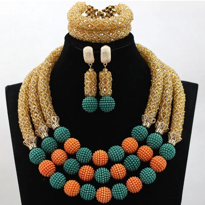 Champagne African Beads Jewelry Set Teal/Orange Balls Jewelry Designs Wedding Beads ABL280
Champagne African Beads Jewelry Set Teal/Orange Balls Jewelry Designs Wedding Beads ABL280