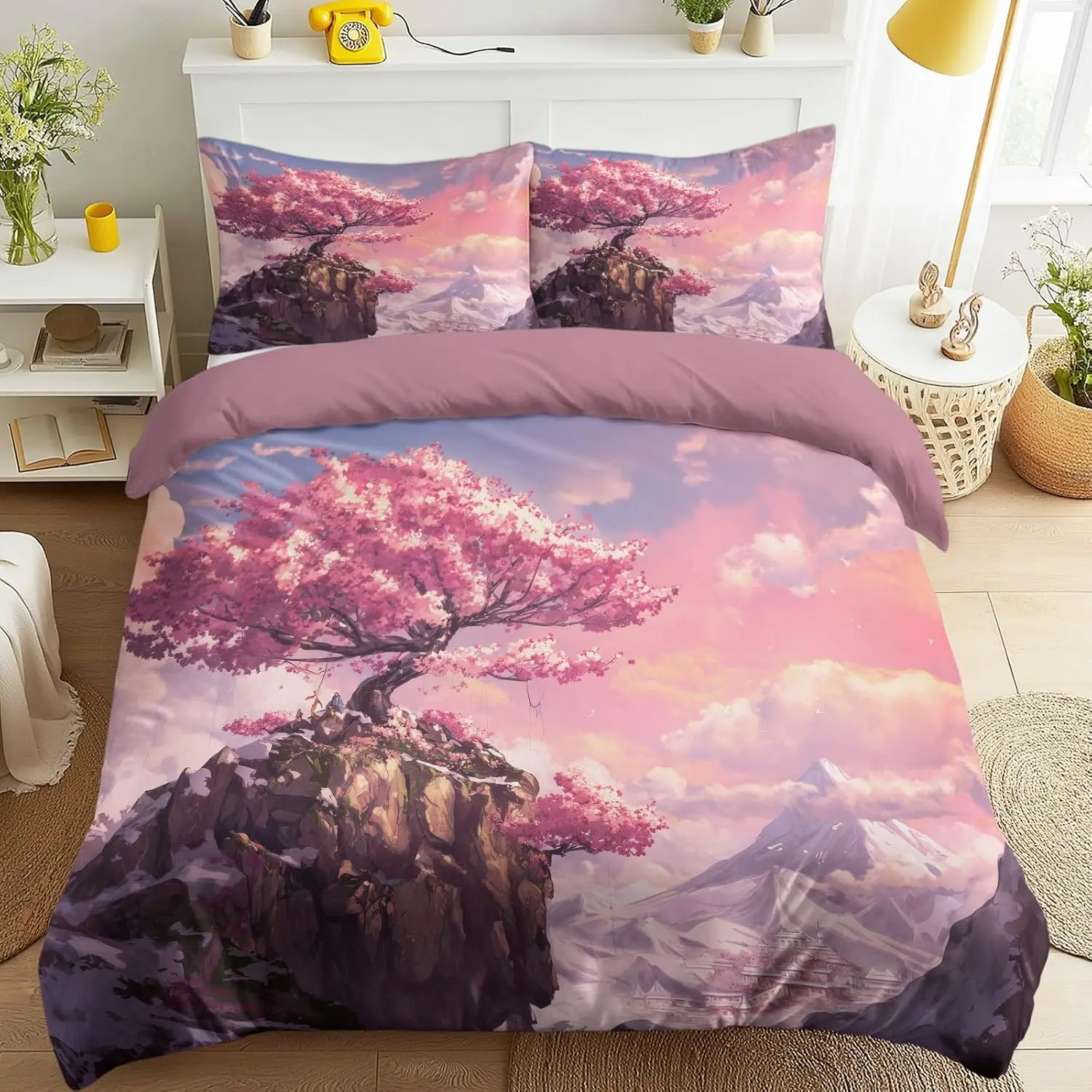 Anime Landscape Bedding Set Single Size With 1 Pillowcase Dreamy Romantic Cherry Blossom Cliff Quilt Pink Bed
Anime Landscape Bedding Set Single Size With 1 Pillowcase Dreamy Romantic Cherry Blossom Cliff Quilt Pink Bed