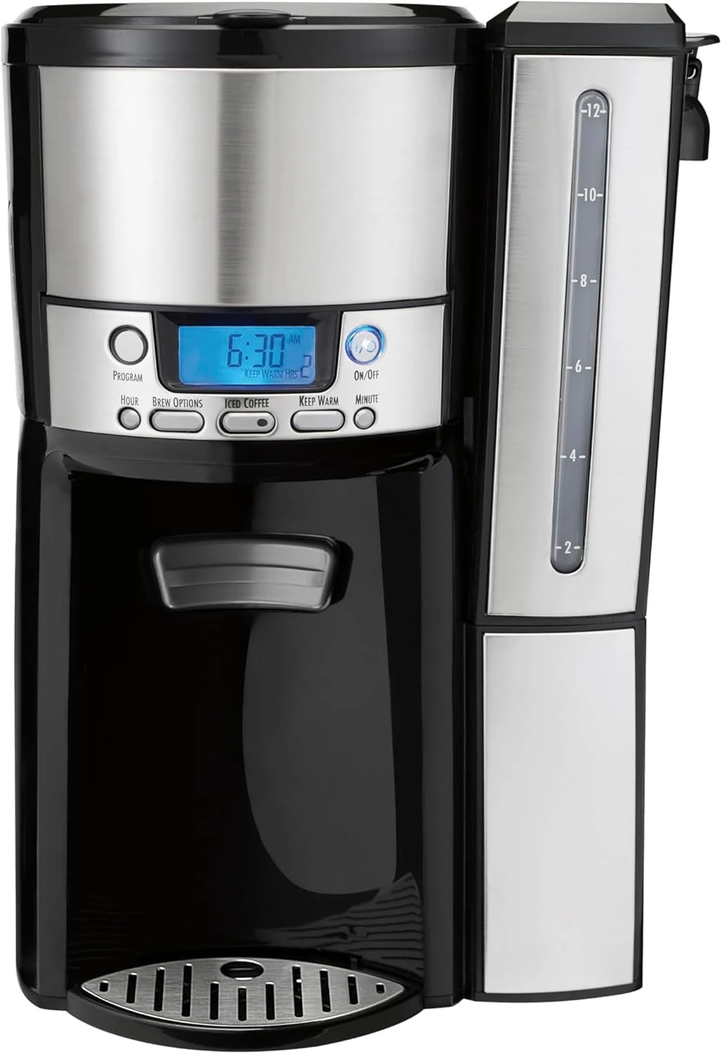 Coffee Maker Programmable Dispensing Drip with 12 Cup Internal Brew Pot, Water Reservoir, Black and Silver (47950)
Coffee Maker Programmable Dispensing Drip with 12 Cup Internal Brew Pot, Water Reservoir, Black and Silver (47950)