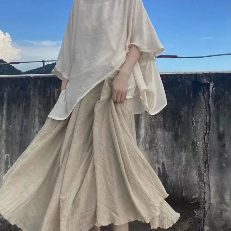 Linen Maxi Skirt Womens Casual Elastic High Waist Pleated A-Line High Quality Beach Skirts Boho Saia Feminina Faldas Jupe 2025 
Linen Maxi Skirt Womens Casual Elastic High Waist Pleated A-Line High Quality Beach Skirts Boho Saia Feminina Faldas Jupe 2025