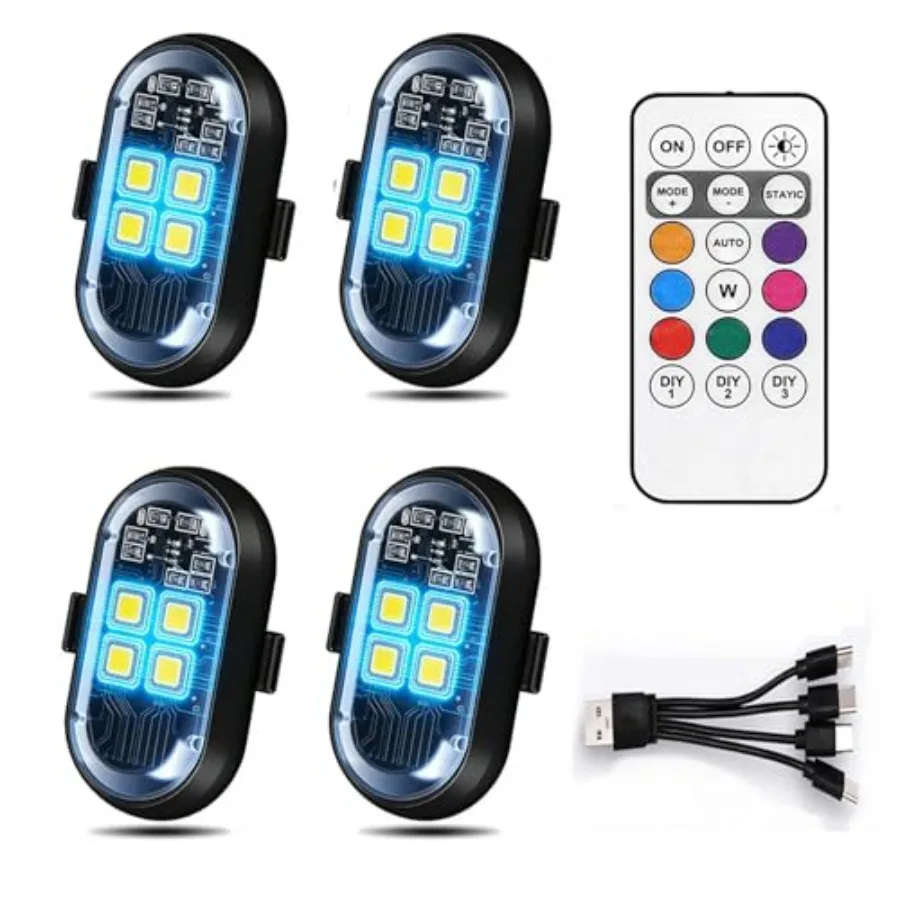 Upgraded 4-lamp high-Brightness 4-Group Wireless LED Warning Strobe Lights 8 Colors, Waterproof Lights with Remote Control Wire
Upgraded 4-lamp high-Brightness 4-Group Wireless LED Warning Strobe Lights 8 Colors, Waterproof Lights with Remote Control Wire