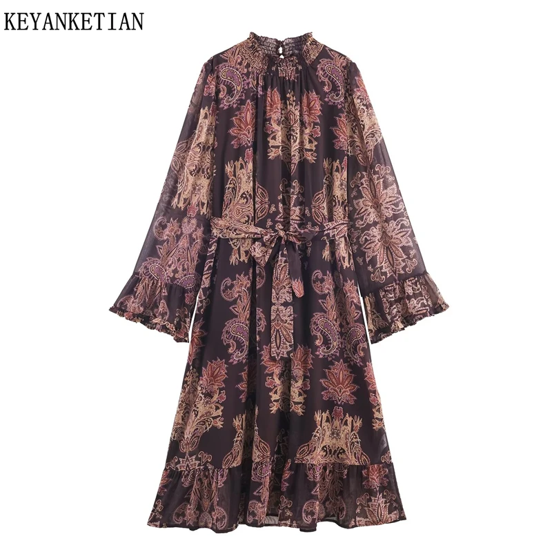 KEYANKETIAN, новое весеннее женское облегающее платье трапециевидной формы с круглым вырезом и расклешенными рукавами на шнуровке в стиле ретро, отпускная юбка
KEYANKETIAN, новое весеннее женское облегающее платье трапециевидной формы с круглым вырезом и расклешенными рукавами на шнуровке в стиле ретро, отпускная юбка