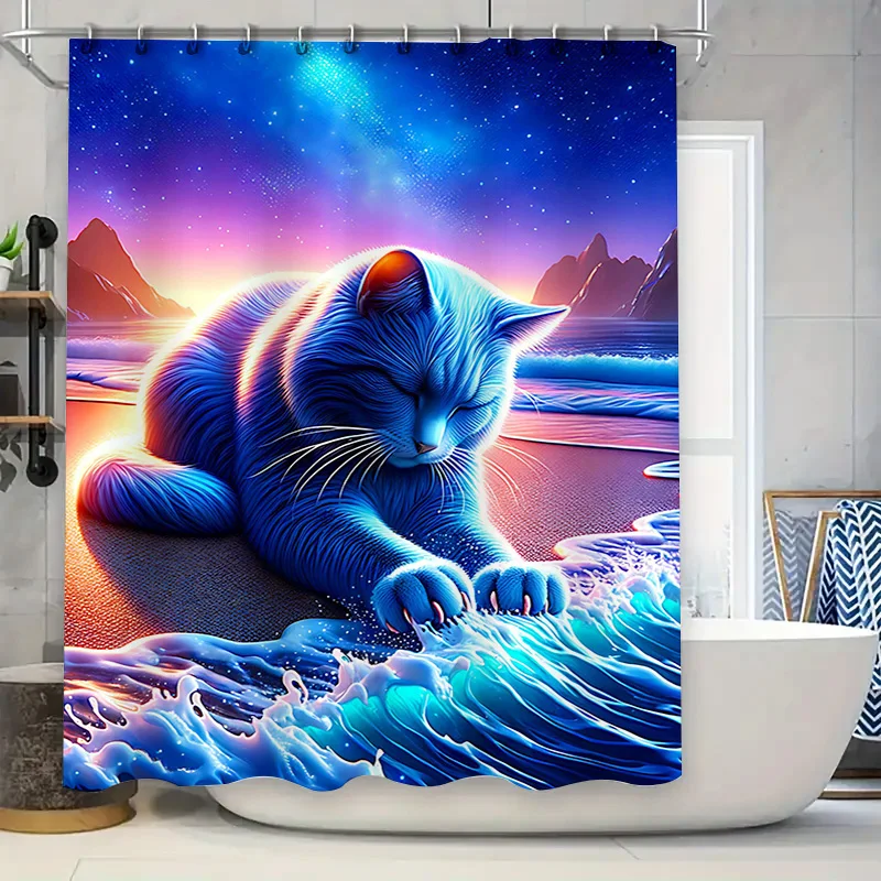 Красочная занавеска для душа с изображением кота, современный декор для ванны с космической океанской сцены для домашней ванной комнаты, синий световой эффект
Красочная занавеска для душа с изображением кота, современный декор для ванны с космической океанской сцены для домашней ванной комнаты, синий световой эффект